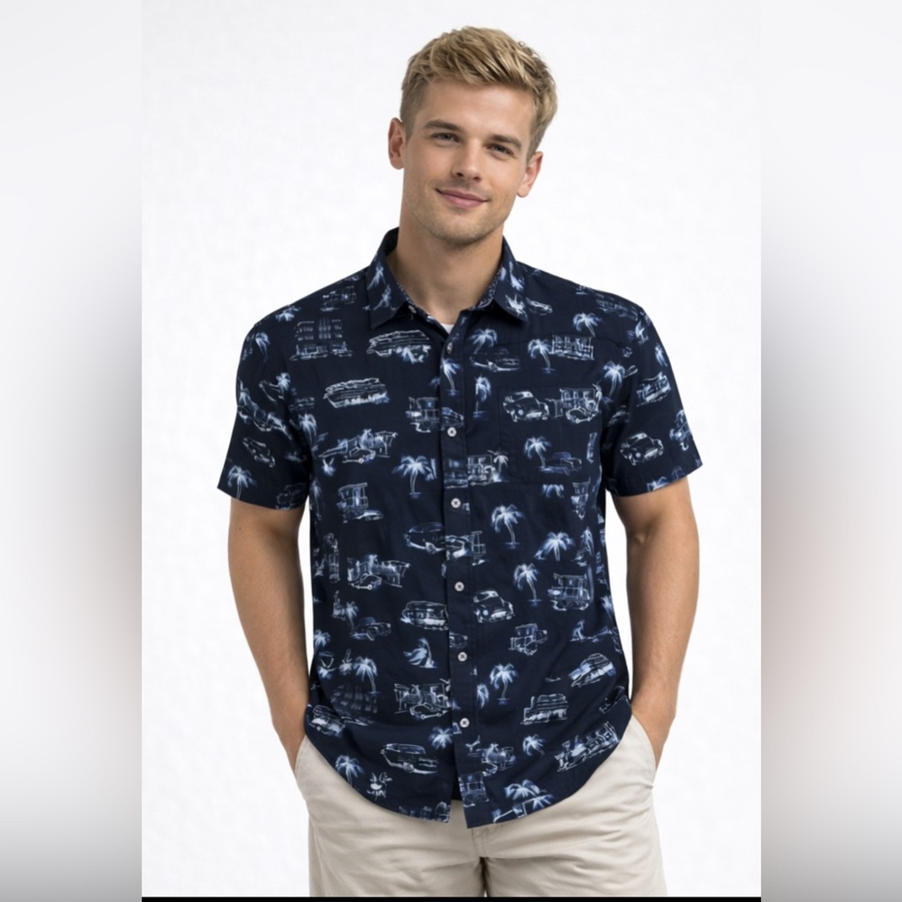ROBERT GRAHAM Bisson Hawaiian Print S/S Button-down Shirt, Size M, EUC